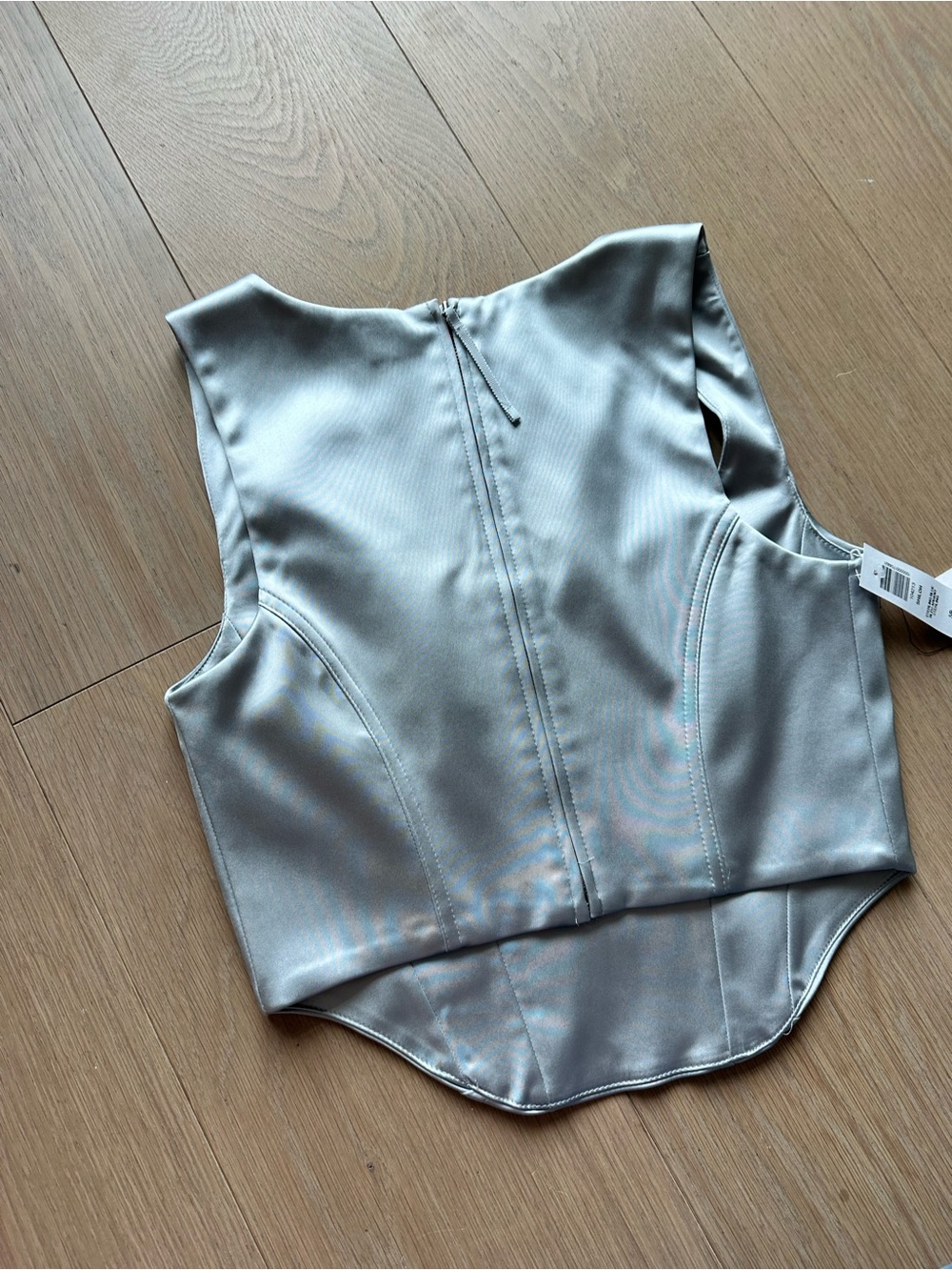 Aritzia Sunday Best Shiloh Satin Bustier NWT Sterling Blue Size S - Picture 9 of 9